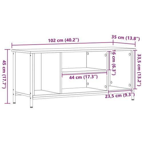 TV Stalak Hrast Konstruirano drvo, Metal 102 x 35 x 45 cm Cijena