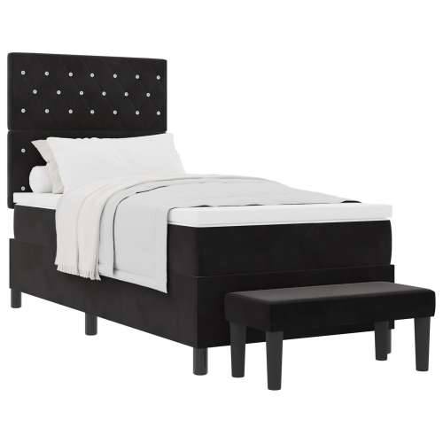 Krevet s oprugama s madracem & klupom Crna 90x190 cm Baršun Cijena
