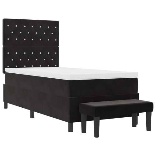 Krevet s oprugama s madracem & klupom Crna 90x190 cm Baršun Cijena