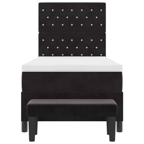 Krevet s oprugama s madracem & klupom Crna 90x190 cm Baršun Cijena