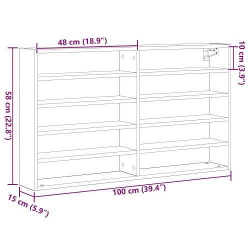 Vitrina Crni Hrast 100x15x58 cm Konstruirano Drvo Cijena