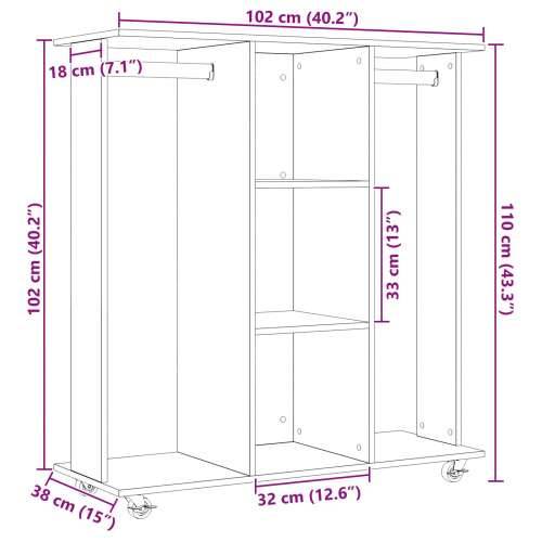 Ormar s kotačima Staro drvo 102x38x110 cm Odabrano drvo Cijena