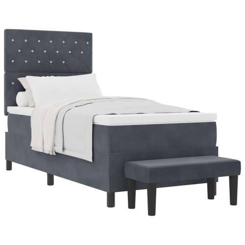 Box Spring Krevet s Madracem & Klupom Tamnosivi 100x200 cm Baršun Cijena