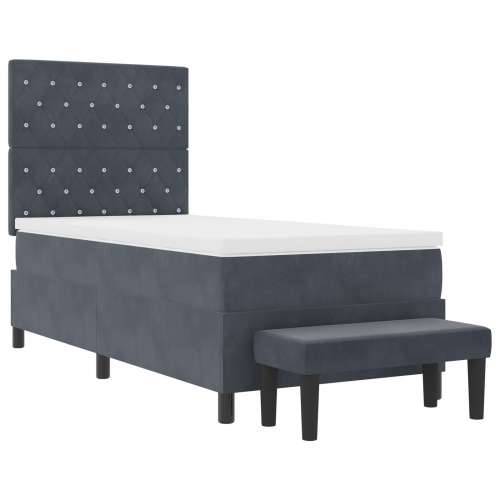 Box Spring Krevet s Madracem & Klupom Tamnosivi 100x200 cm Baršun Cijena