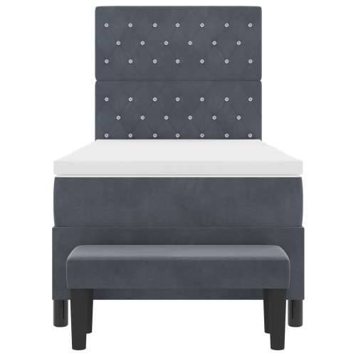 Box Spring Krevet s Madracem & Klupom Tamnosivi 100x200 cm Baršun Cijena