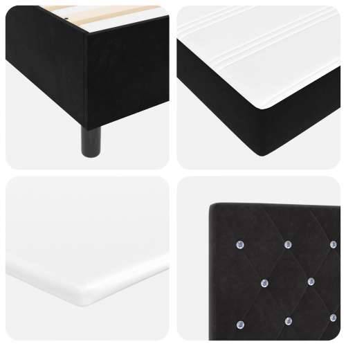 Box Spring Krevet s Madracem & Klupom Crna 100x200 cm Baršun Cijena