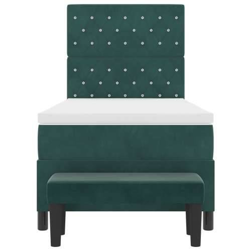 Krevet s Box Springom s madracem i klupom Tamnozeleni 100x200 cm Baršunasti Cijena