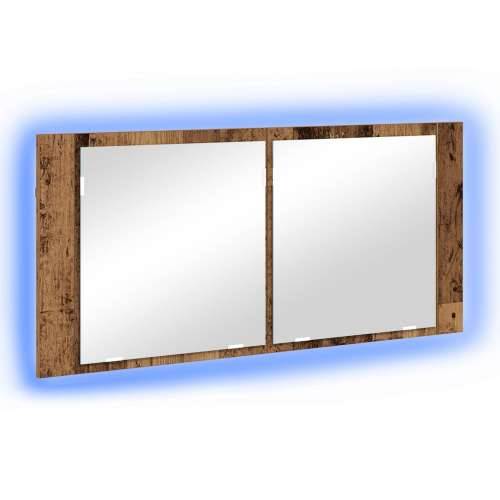 LED ogledalo ormar Staro drvo 100x12x45 cm Ugrađeno drvo Cijena