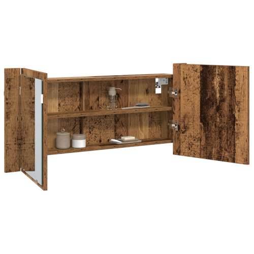 LED ogledalo ormar Staro drvo 100x12x45 cm Ugrađeno drvo Cijena