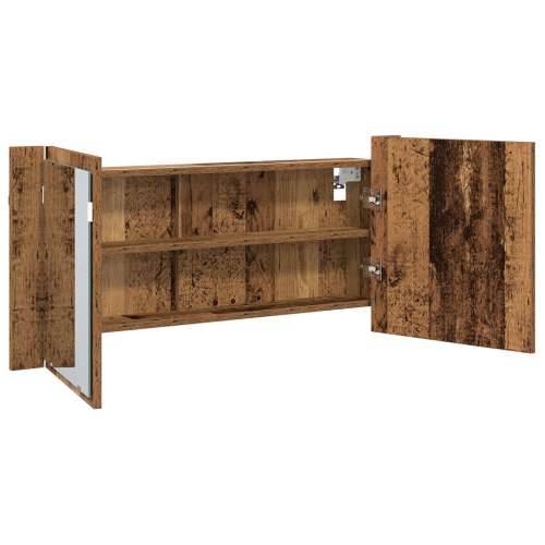 LED ogledalo ormar Staro drvo 100x12x45 cm Ugrađeno drvo Cijena