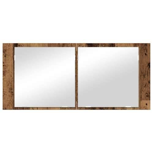 LED ogledalo ormar Staro drvo 100x12x45 cm Ugrađeno drvo Cijena