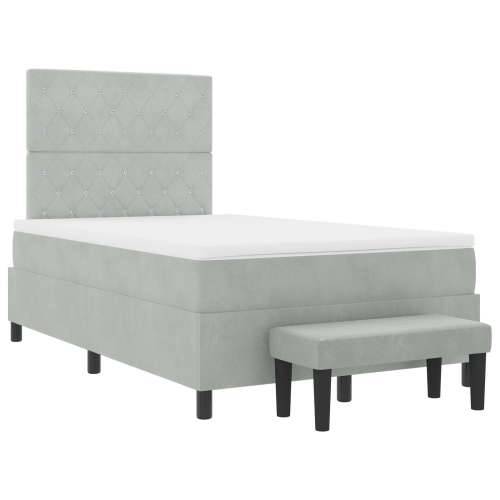 Krevet s box springom s madracem i klupom svijetlosiv 120x200 cm baršun Cijena