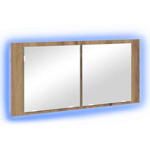 LED ogledalo ormar umjetni drveni 100x12x45 cm konstruirano drvo Cijena