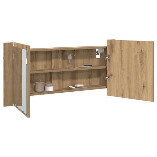 LED ogledalo ormar umjetni drveni 100x12x45 cm konstruirano drvo Cijena