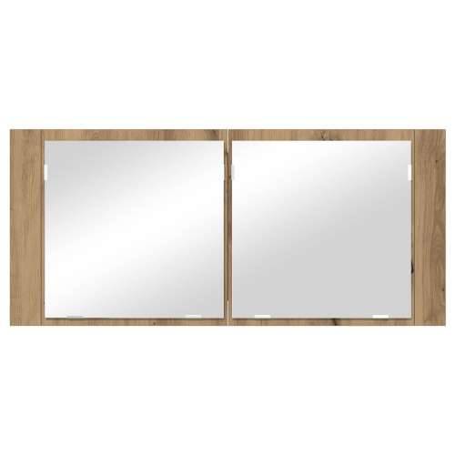 LED ogledalo ormar umjetni drveni 100x12x45 cm konstruirano drvo Cijena