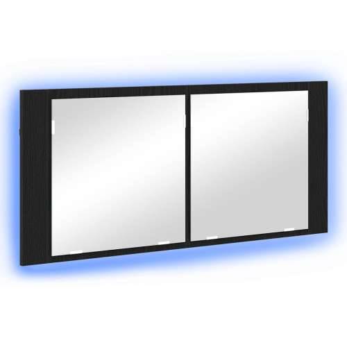 LED ogledalo ormarić crni hrast 100x12x45 cm ugrađeno drvo Cijena