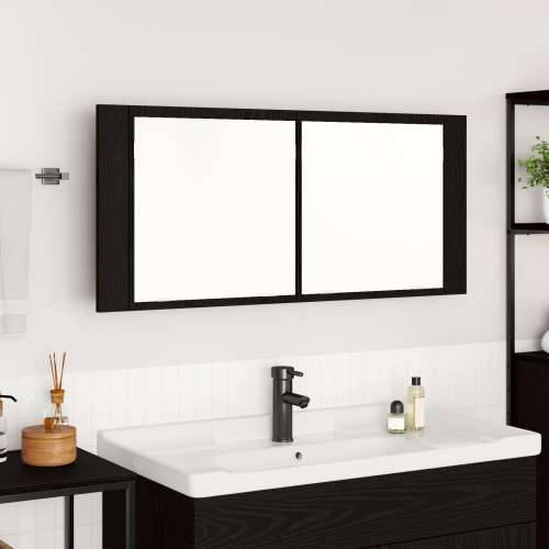 LED ogledalo ormarić crni hrast 100x12x45 cm ugrađeno drvo Cijena