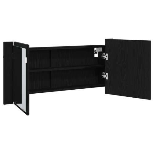LED ogledalo ormarić crni hrast 100x12x45 cm ugrađeno drvo Cijena