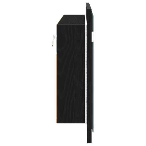 LED ogledalo ormarić crni hrast 100x12x45 cm ugrađeno drvo Cijena
