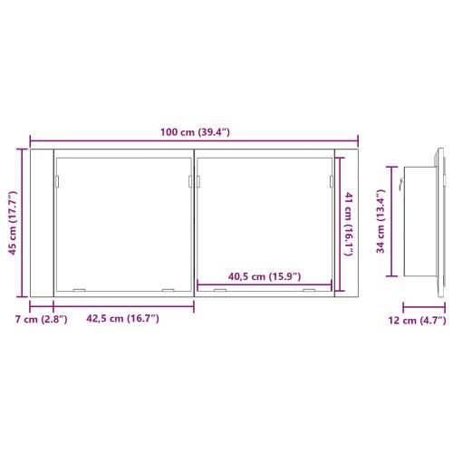 LED ogledalo ormarić crni hrast 100x12x45 cm ugrađeno drvo Cijena