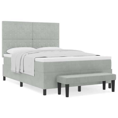 Box Spring Krevet s Madracem i Klupom Svjetlosiva 160x200 cm Baršun Cijena