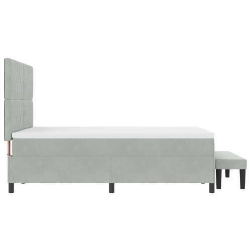 Box Spring Krevet s Madracem i Klupom Svjetlosiva 160x200 cm Baršun Cijena
