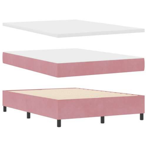 Box Spring Krevet s Madracem i Klupom Ružičasti 160x200 cm Baršun Cijena