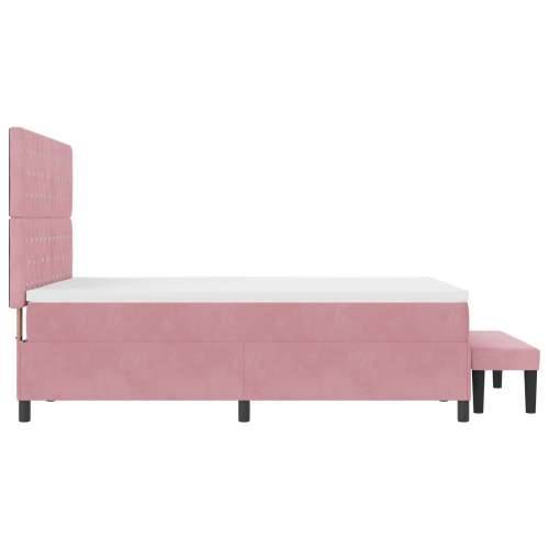 Box Spring Krevet s Madracem i Klupom Ružičasti 160x200 cm Baršun Cijena
