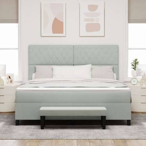 Box Spring Krevet s Madracem i Klupom Svijetlo Siva 180x200 cm Baršun Cijena