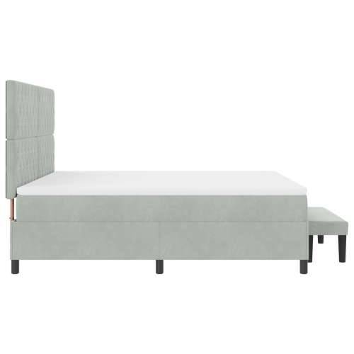 Box Spring Krevet s Madracem i Klupom Svijetlo Siva 180x200 cm Baršun Cijena