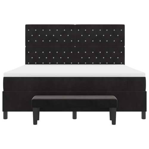 Krevet s Box Springom s Madracem i Klupom Crni 180x200 cm Baršun Cijena