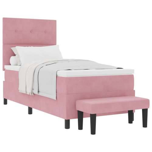 Box Spring Krevet s Madracem & Klupicom Ružičasti 80x200 cm Samt Cijena