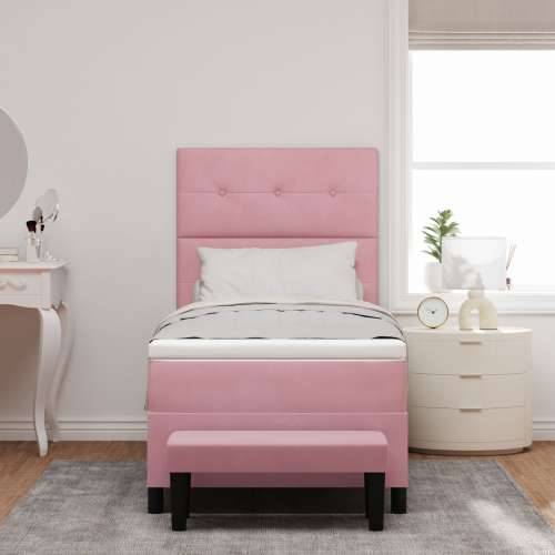 Box Spring Krevet s Madracem & Klupicom Ružičasti 80x200 cm Samt Cijena