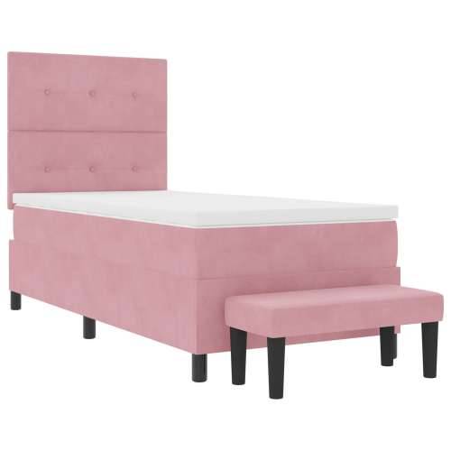 Box Spring Krevet s Madracem & Klupicom Ružičasti 80x200 cm Samt Cijena