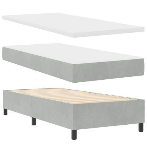 Krevet s box springom s madracem i klupom svijetlo siva 90x190 cm baršun Cijena