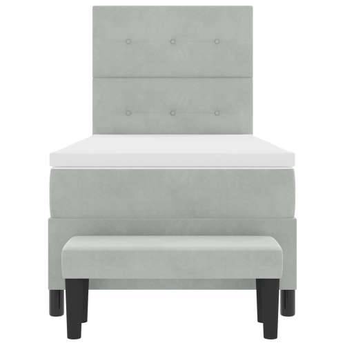 Krevet s box springom s madracem i klupom svijetlo siva 90x190 cm baršun Cijena