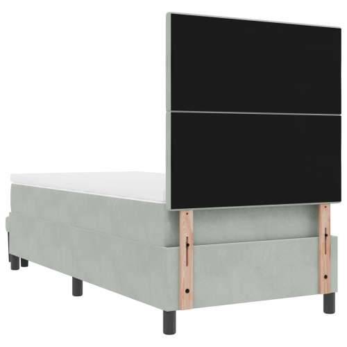 Krevet s box springom s madracem i klupom svijetlo siva 90x190 cm baršun Cijena