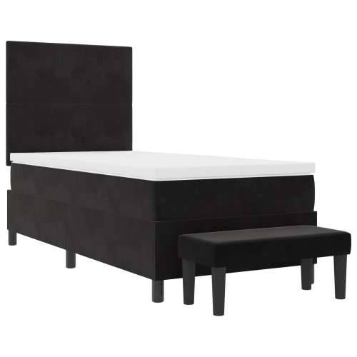 Krevet s Kutnom Oprugom s Madracem i Klupicom Crni 90x190 cm Pliš Cijena