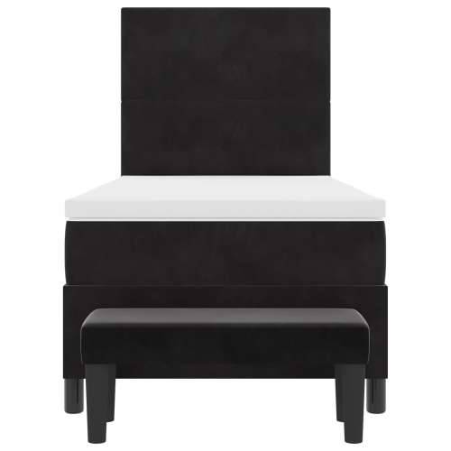 Krevet s Kutnom Oprugom s Madracem i Klupicom Crni 90x190 cm Pliš Cijena
