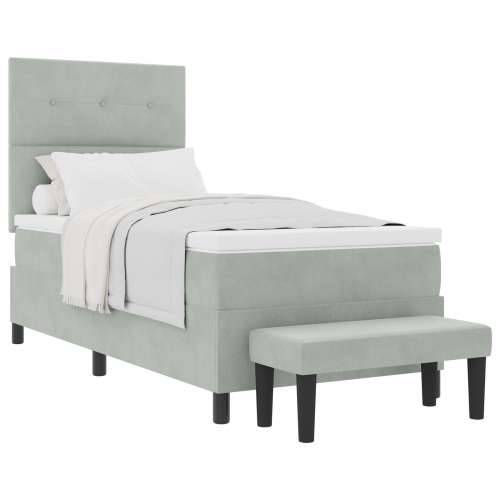 Box Spring Krevet s Madracem i Klupom Svjetlosiva 100x200 cm Velvet Cijena