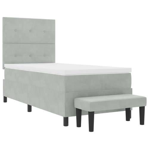 Box Spring Krevet s Madracem i Klupom Svjetlosiva 100x200 cm Velvet Cijena