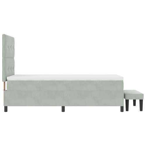 Box Spring Krevet s Madracem i Klupom Svjetlosiva 100x200 cm Velvet Cijena