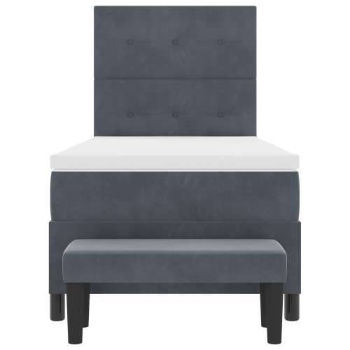 Krevet s kutijom s madracem i klupom Tamno siva 100x200 cm Pliš Cijena