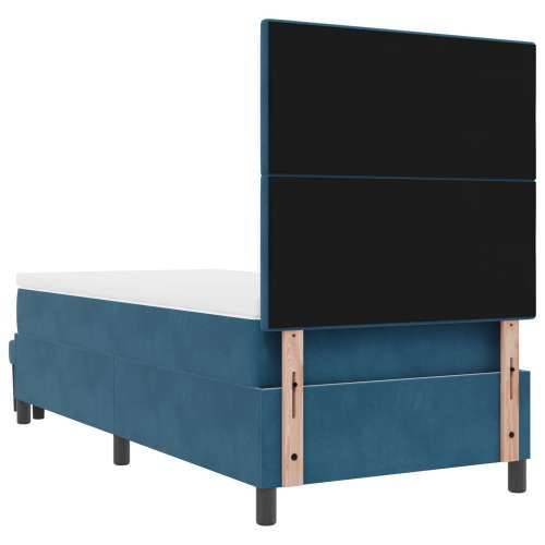 Box Spring krevet s madracem i klupicom tamnoplave boje 100x200 cm od baršuna Cijena