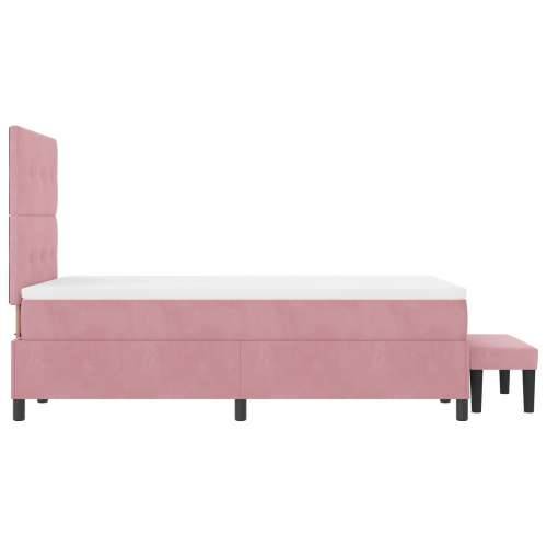 Box Spring Krevet s Madracem & Klupom Ružičasta 120x200 cm Velur Cijena