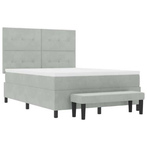 Krevet s kutijom za proljeće s madracem i klupom Svijetlosiva 140x190 cm Cijena