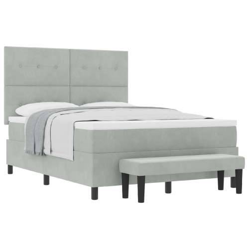 Box Spring Krevet s Madracem i Klupom Svijetlosivi 140x200 cm Baršun Cijena
