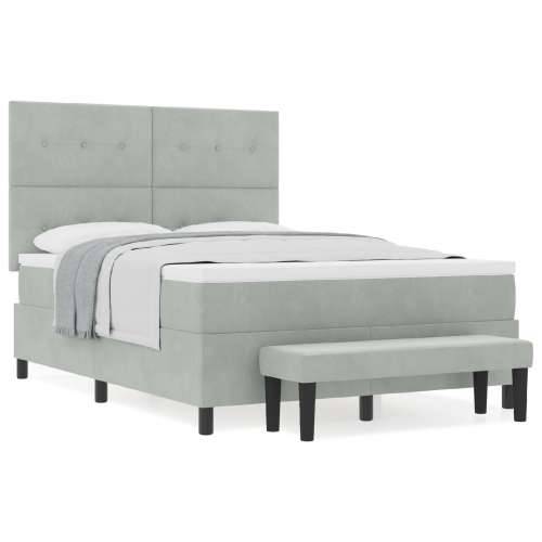 Box Spring Krevet s Madracem i Klupom Svijetlosivi 140x200 cm Baršun Cijena