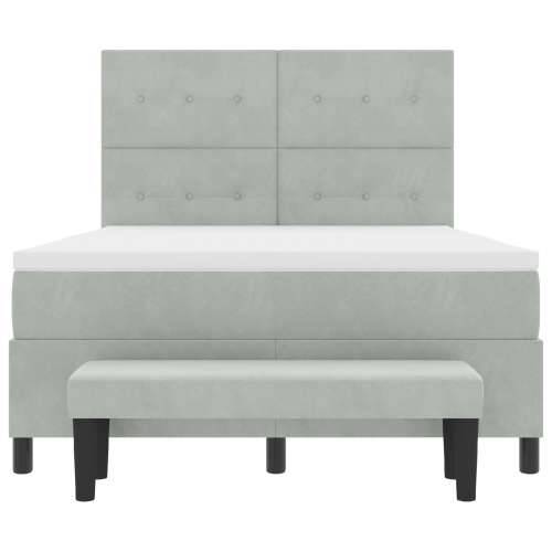 Box Spring Krevet s Madracem i Klupom Svijetlosivi 140x200 cm Baršun Cijena