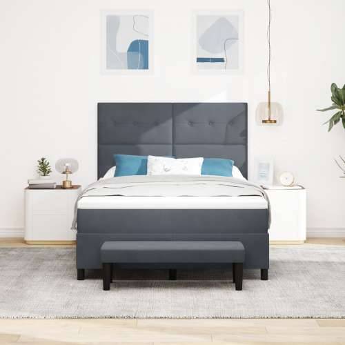 Krevet s Box Springom s madracem i klupom tamno siva 140x200 cm baršun Cijena